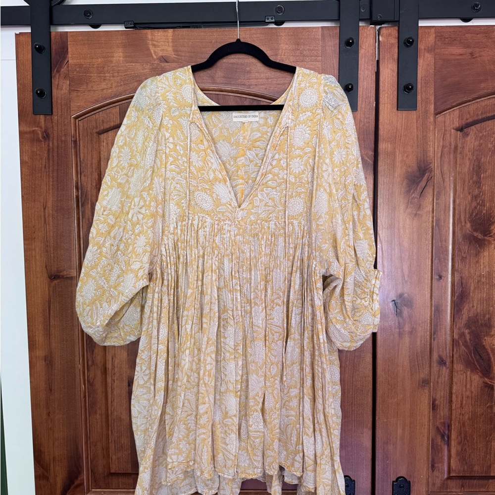 Daughters of India Kyra Mini Dress ~ Cumin Yellow